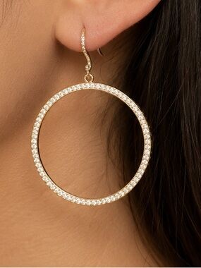 Elegant Silver faux diamond Hoop Earrings
